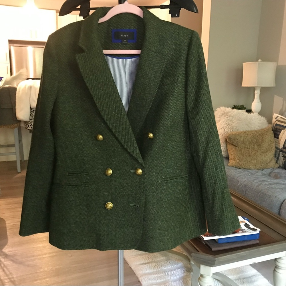 J. Crew Olive Blazer with Gold Buttons